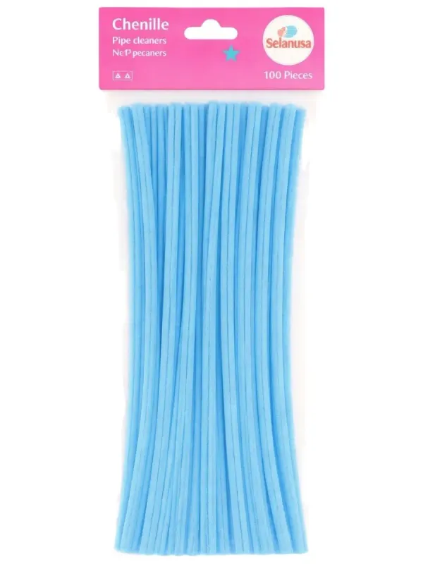 Limpiapipas / Chenille Azul Cielo Selanusa (100 pzas) Paquete de 100 limpiapipas azul cielo marca Selanusa.