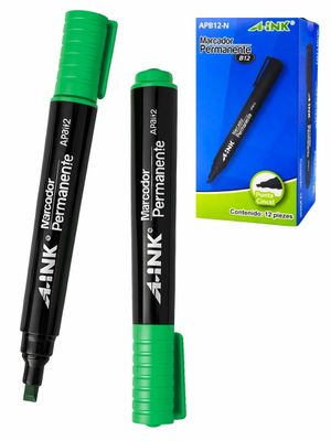 Marcador Permanente MAE Aink APB12 con 12 pzas (Verde) Caja de 12 marcadores permanentes MAE Aink APB12 verdes.
