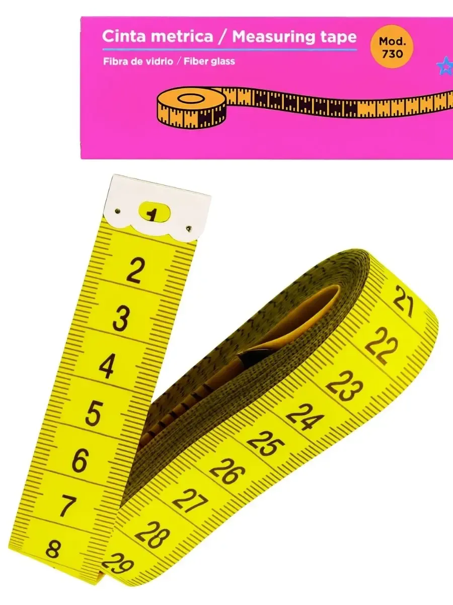 Cinta métrica Selanusa modelo 730 color amarillo para costura.