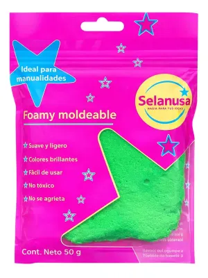 Paquete de foamy moldeable verde número 14 Selanusa 50g.