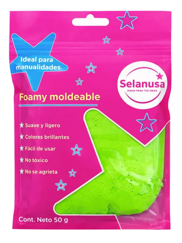 Paquete de foamy moldeable color verde limón Selanusa 50g.