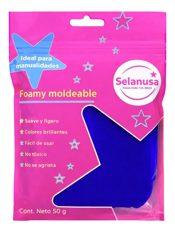 Paquete de foamy moldeable azul rey número 15 Selanusa 50g.