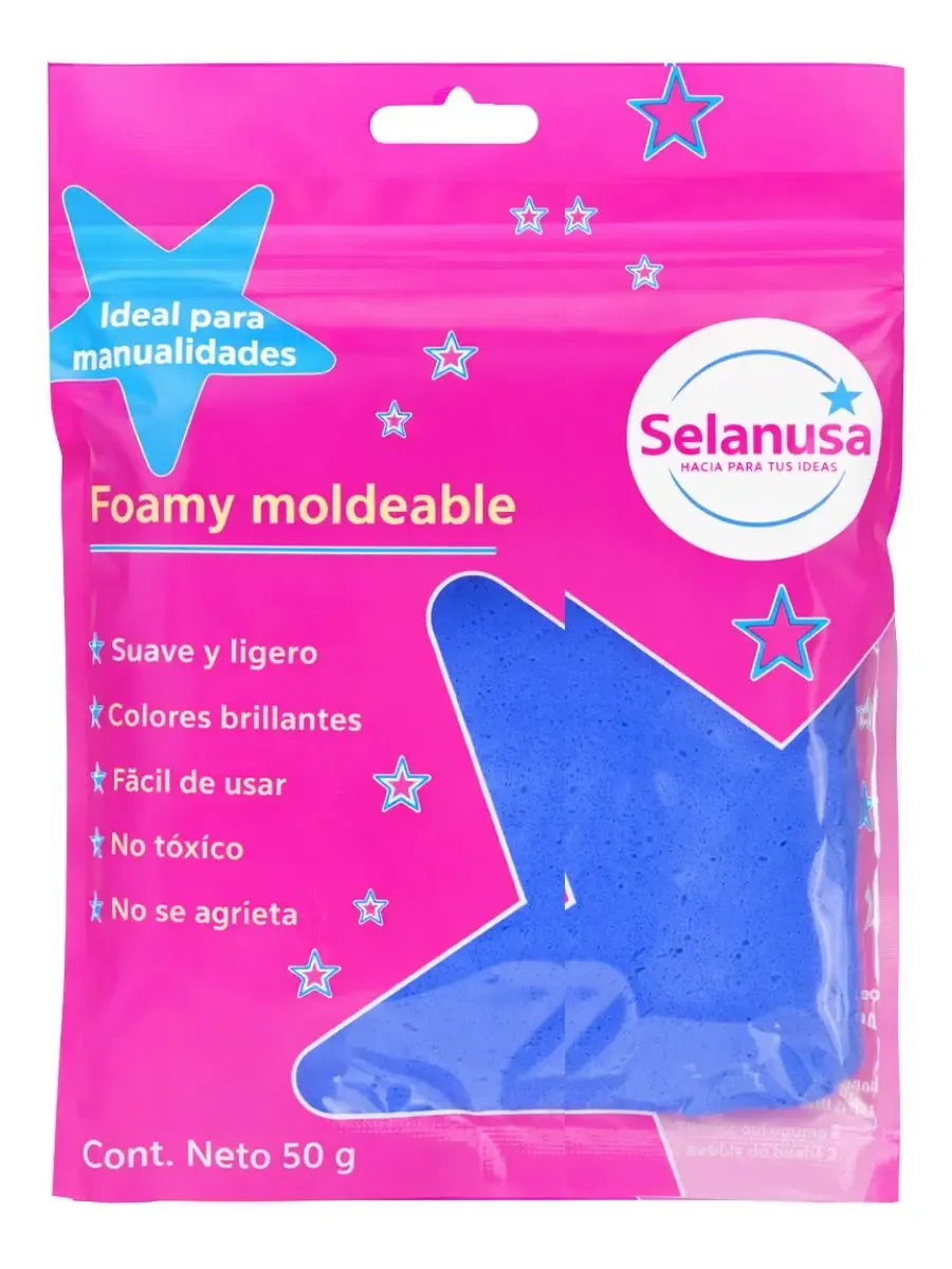 Paquete de foamy moldeable azul cielo número 06 Selanusa 50g.