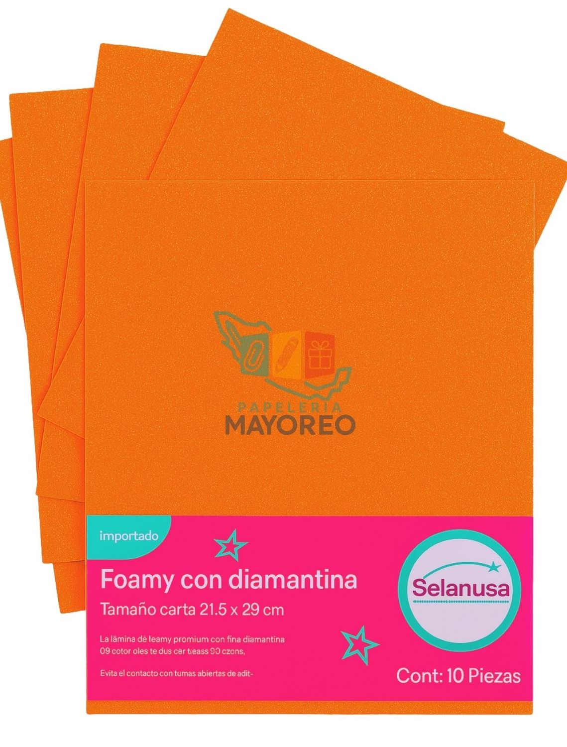 Foamy c/10 carta adiamantado naranja iris 002