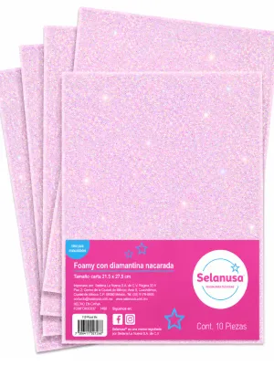Foamy tamaño carta adiamantado rosa #224 c/10