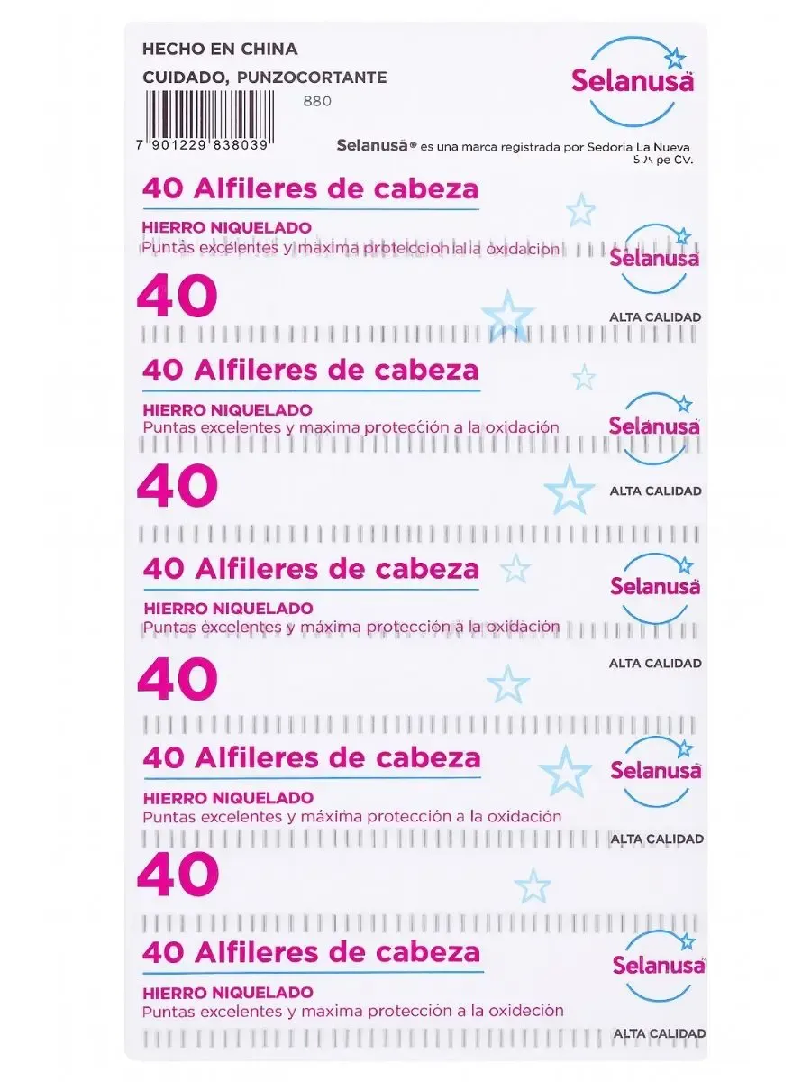 Tira de alfileres de costura con 200 piezas para mercería.