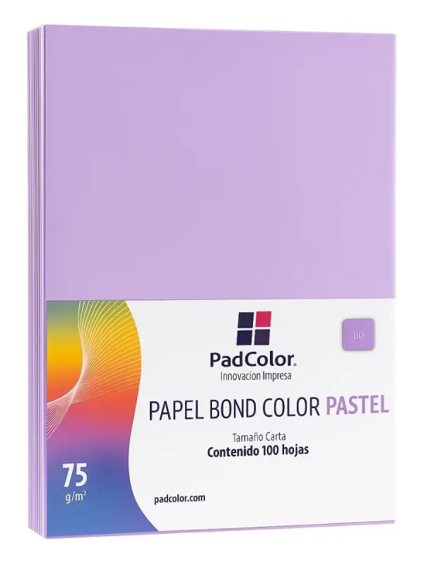 Hojas de Papel Color Lila Carta 75g (100 pzs) Paquete de 100 hojas lila tamaño carta marca Padcolor.