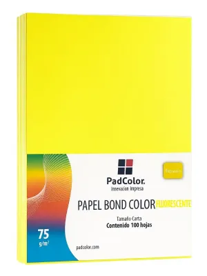 Paquete de 100 hojas amarillo neón fluorescente carta Padcolor.