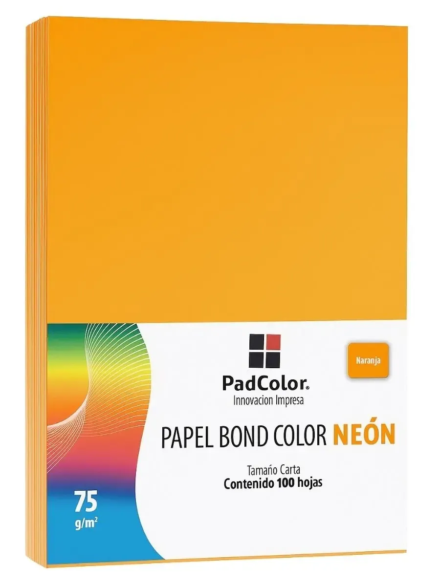 Hojas de Color Naranja Fluorescente Carta (Paq. c/100) Paquete de 100 hojas naranja neón/fluorescente tamaño carta.