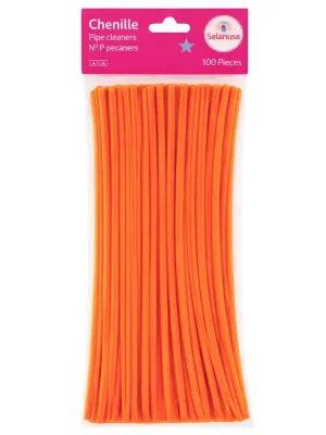 Limpiapipas / Chenille Naranja Selanusa (100 pzas) Paquete de 100 limpiapipas naranja marca Selanusa.