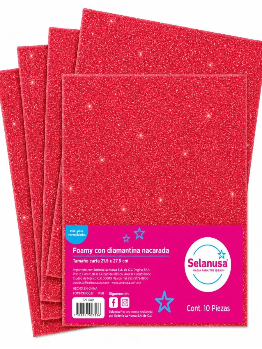 Foamy tamaño carta adiamantado rojo coral Iris #227 c/10