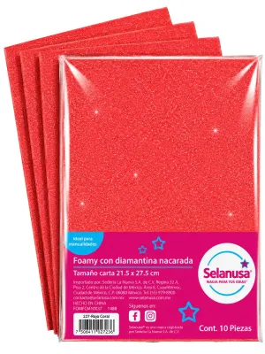 Foamy tamaño carta c/10 adiamantado Rojo coral Iris #227 –