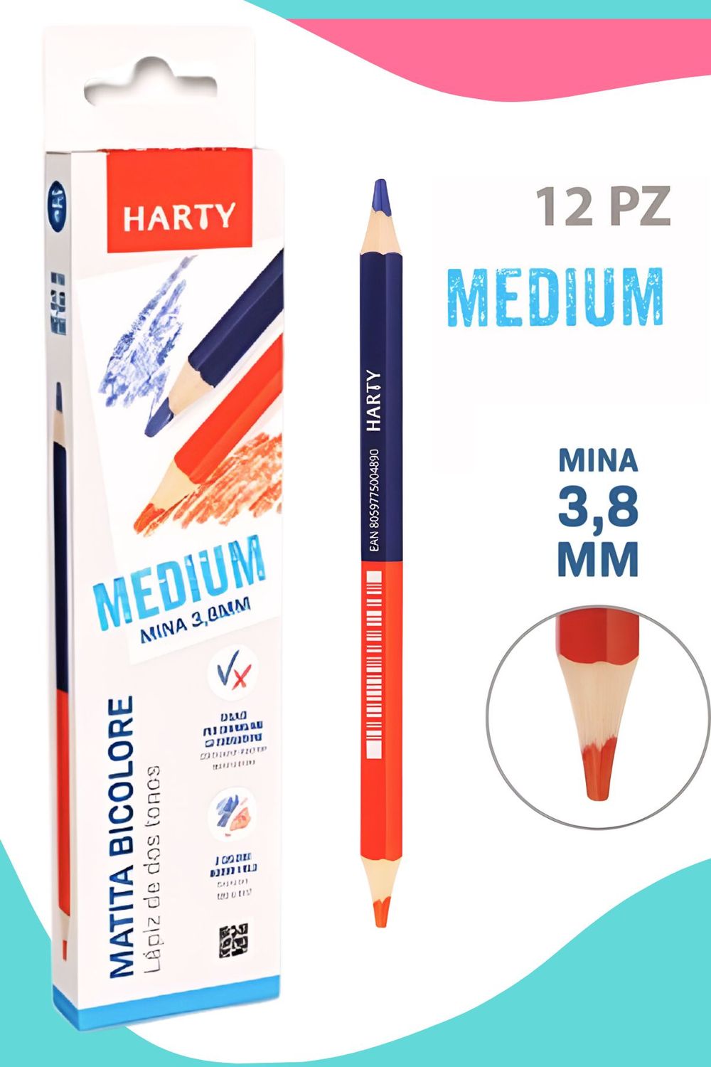 Bicolor c/12 piezas mina 3.8mm