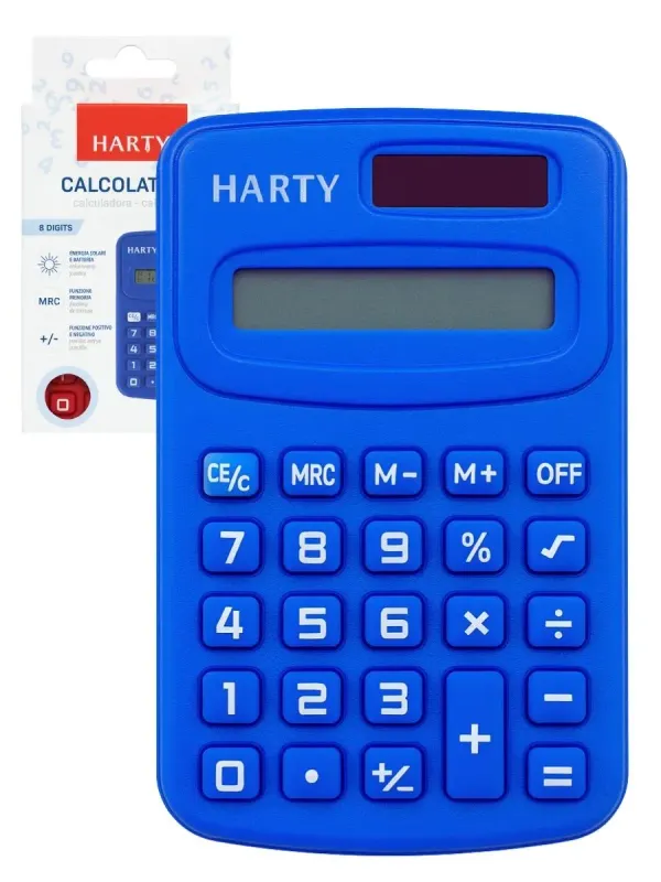Calculadora de Bolsillo HARTY 8 Dígitos – Mayoreo México Calculadora de bolsillo Harty de 8 dígitos al mayoreo en Papelerías Mérida