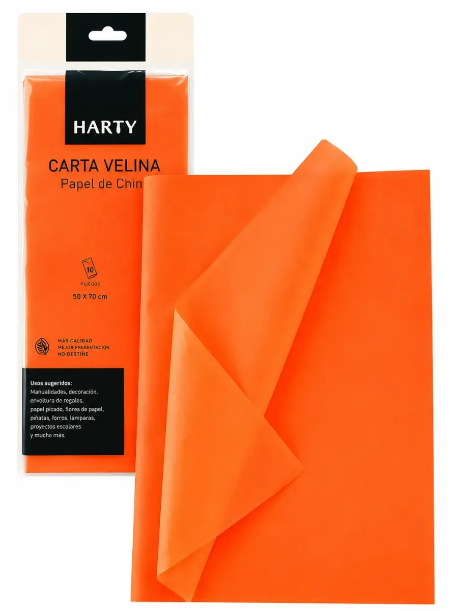 Papel China Naranja Harty c/10 pzas – Mayoreo papel china naranja harty 10 pzas mayoreo distribuidor mexico