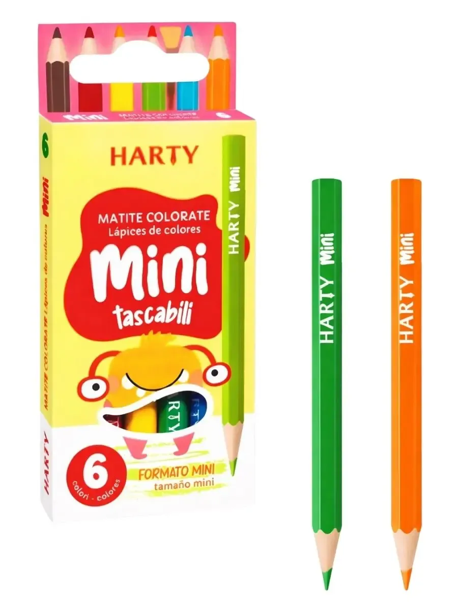 Lápices de Colores Harty c/6 pzas Caja con 6 lápices de colores marca Harty en Distribuidora Mérida.