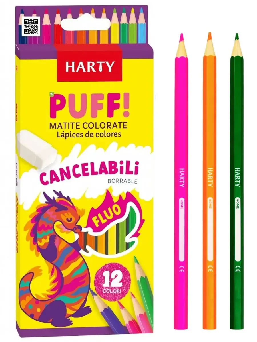 Lápices de Colores Neón Harty c/12 pzas Caja de 12 lápices de colores neón marca Harty en Distribuidora Mérida.