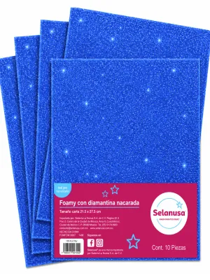 Foamy tamaño carta c/10 adiamantado Turquesa #114 – Mayoreo Foamy tamaño carta adiamantado turquesa #114 c/10
