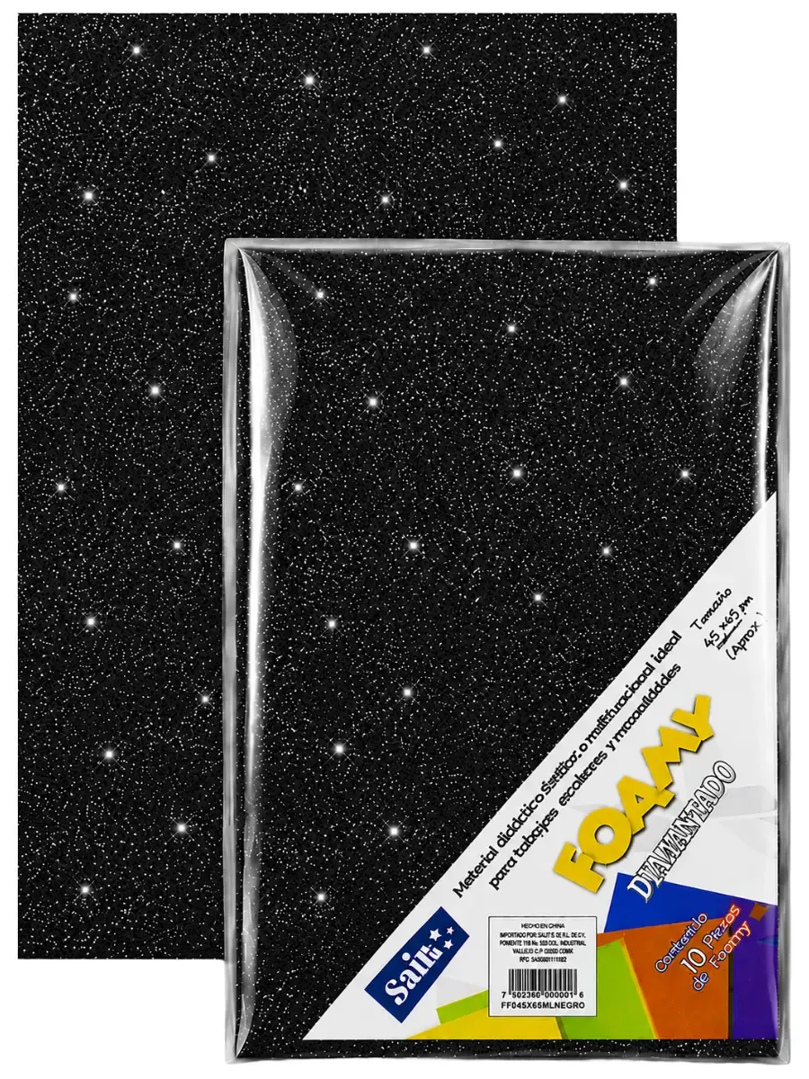 foamy negro diamantado 43x56 mayoreo mexico paquete 5 pliegos
