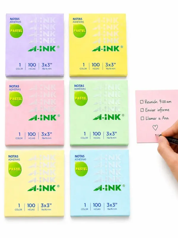 Proveedor mayorista de notas adhesivas Aink en México.