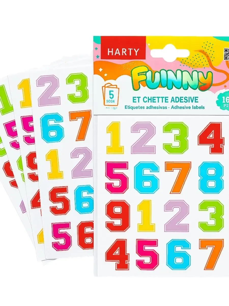 Stickers Números 11x15cm (Paqc/5 Planillas) - Mayoreo Paquete de 5 planillas de stickers de números 11x15cm
