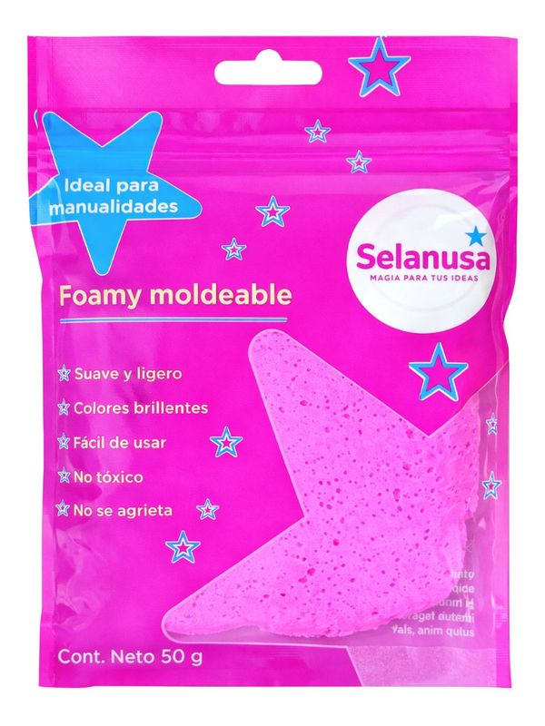 Paquete de foamy moldeable color fucsia claro Selanusa 50g.