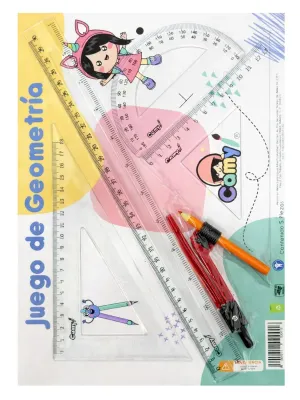 Juego de Geometría Escolar Esencial 30 cm con Compás