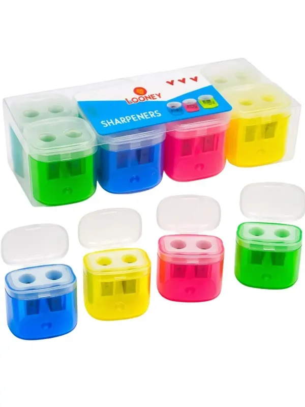 Paquete de 12 sacapuntas con depósito en Papelerías Mérida