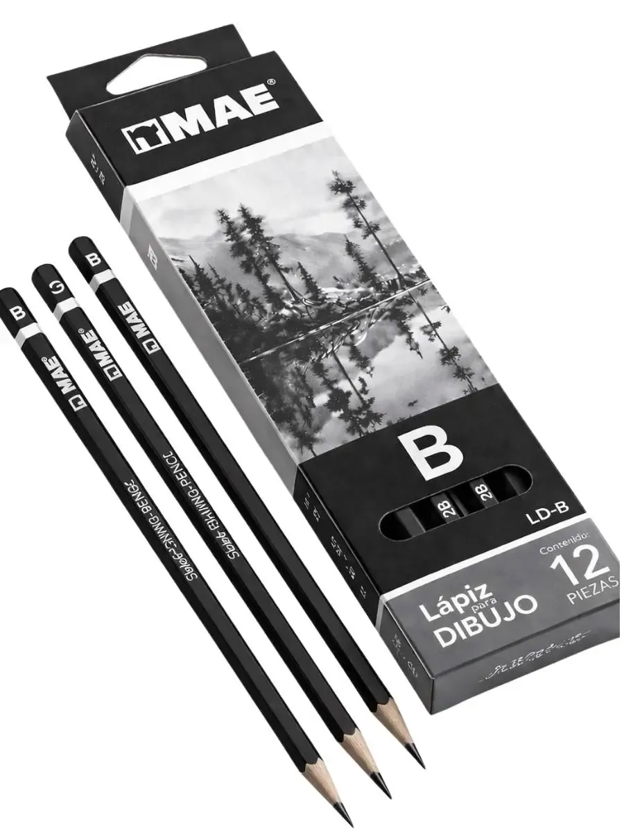 Lápiz MAE B mayoreo caja con 12 piezas.