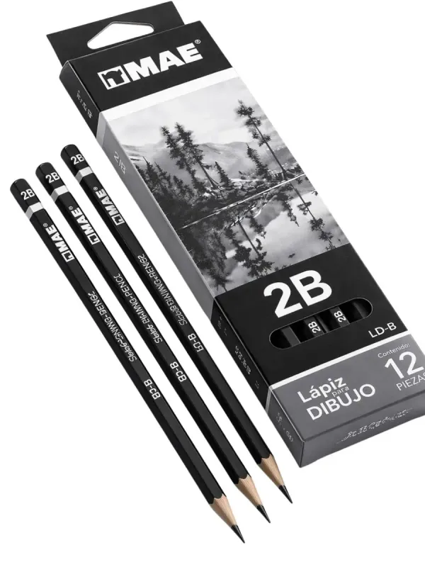 Lápiz de Grafito Profesional MAE 2B (LD-2B) 12 Pzas Distribuidor nacional de lápiz de grafito MAE 2B para dibujo y escritura técnica.