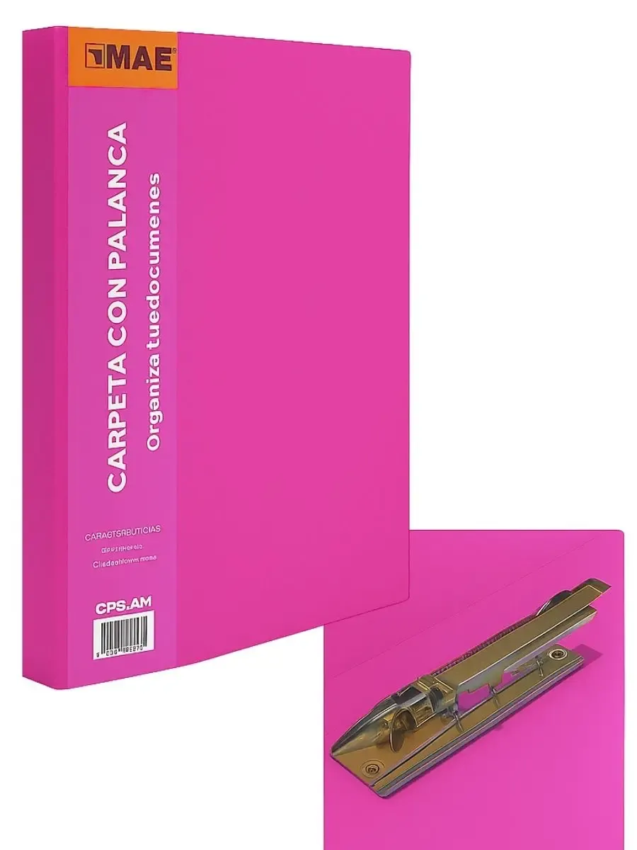 Carpeta de palanca MAE color fiusha de plástico modelo CPS-RS.