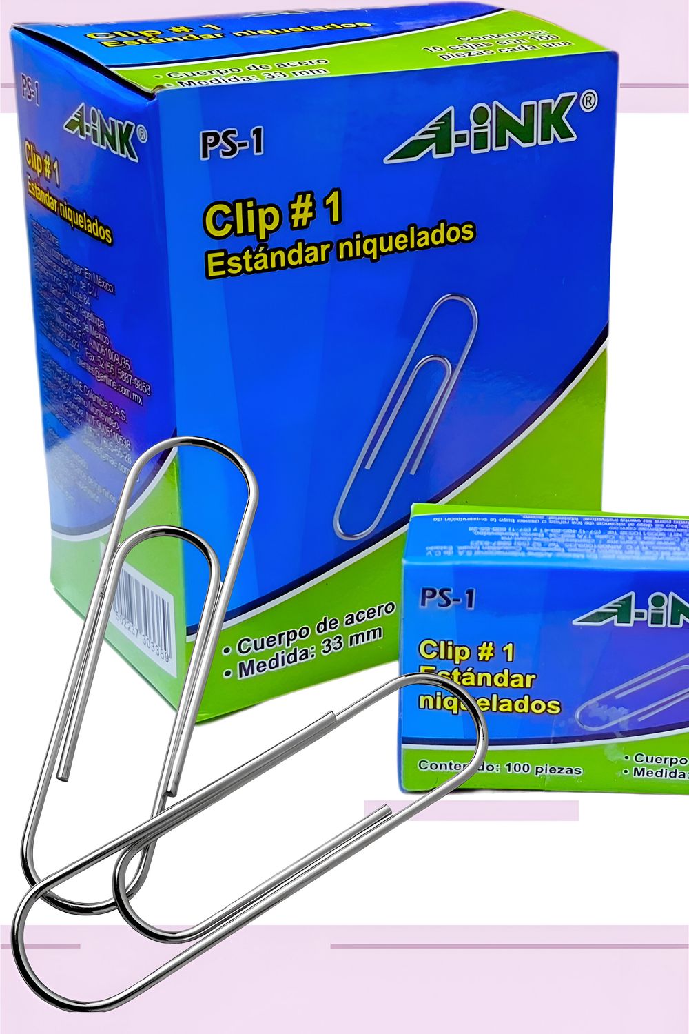303389 Clips 33 mm caja c/10 cajitas c/100pzas