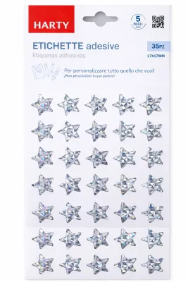 Paquete de stickers con 5 planillas de estrellas plata al mayoreo en México.