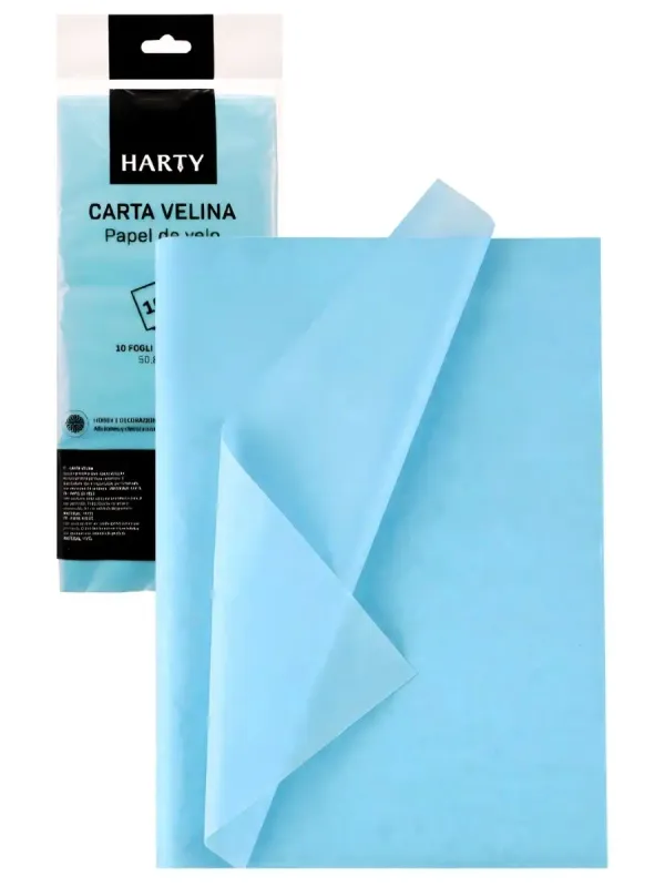 Paquete de 10 pliegos de papel china color azul pastel