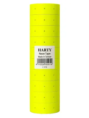 Etiquetas Precio Harty Amarillo Neón - 10 rollos Mayoreo Paquete de 10 rollos de etiquetas Harty amarillo fluorescente