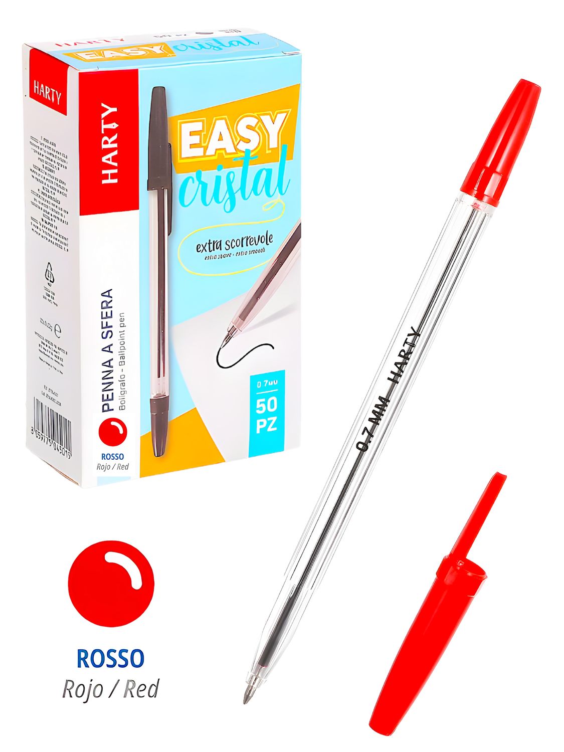 Bolígrafo Rojo Harty 0.7mm c/50 pzas Bolígrafo Rojo Harty 0.7mm c/50 pzas