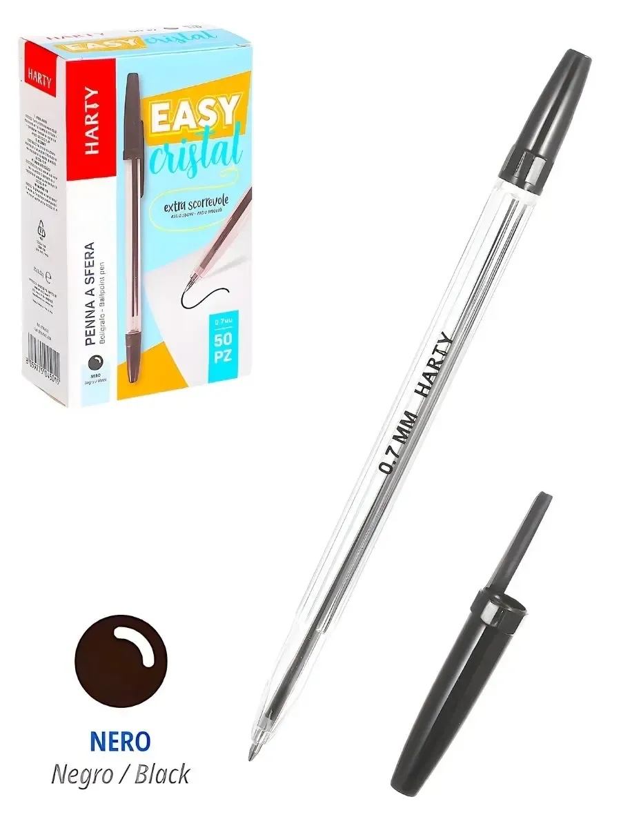 Bolígrafo Negro Harty 0.7mm c/50 pzas Caja de 50 bolígrafos negros marca Harty en Distribuidora Mérida.