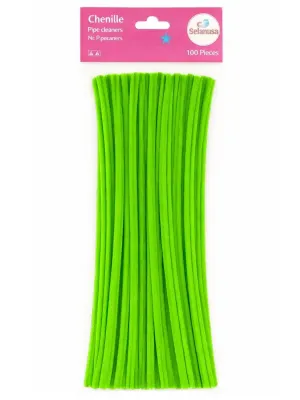 Limpiapipas / Chenille Verde Pera Selanusa (100 pzas) Paquete de 100 limpiapipas verde pera Selanusa.
