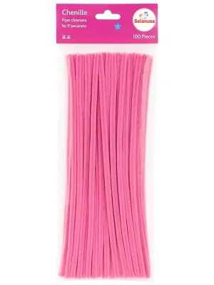 Paquete 100 limpiapipas chenille color rosa fuerte número 31