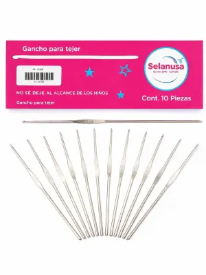 Caja de 10 ganchos para tejer 1.50mm número 6 al mayoreo.
