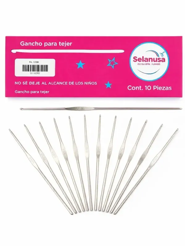 Caja de 10 ganchos para tejer 1.75mm número 4 al mayoreo.