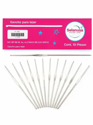 Caja de 10 ganchos para tejer 1.75mm número 4 al mayoreo.