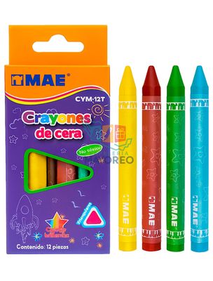 Crayones Cera MAE Delgados Triangulares c/12 pzas – Mayoreo Crayones Cera MAE Delgados Triangulares c/12 pzas – Mayoreo