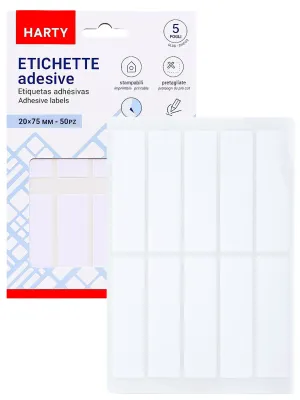Etiquetas Adhesivas 20x75 mm – Paq c/5 Hojas (50 etiquetas) Paquete con 5 hojas de etiquetas adhesivas 20x75 mm al por mayor