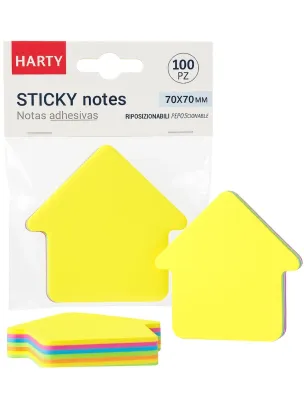 Bloc de notas adhesivas en forma de casita marca Harty 100 hojas.