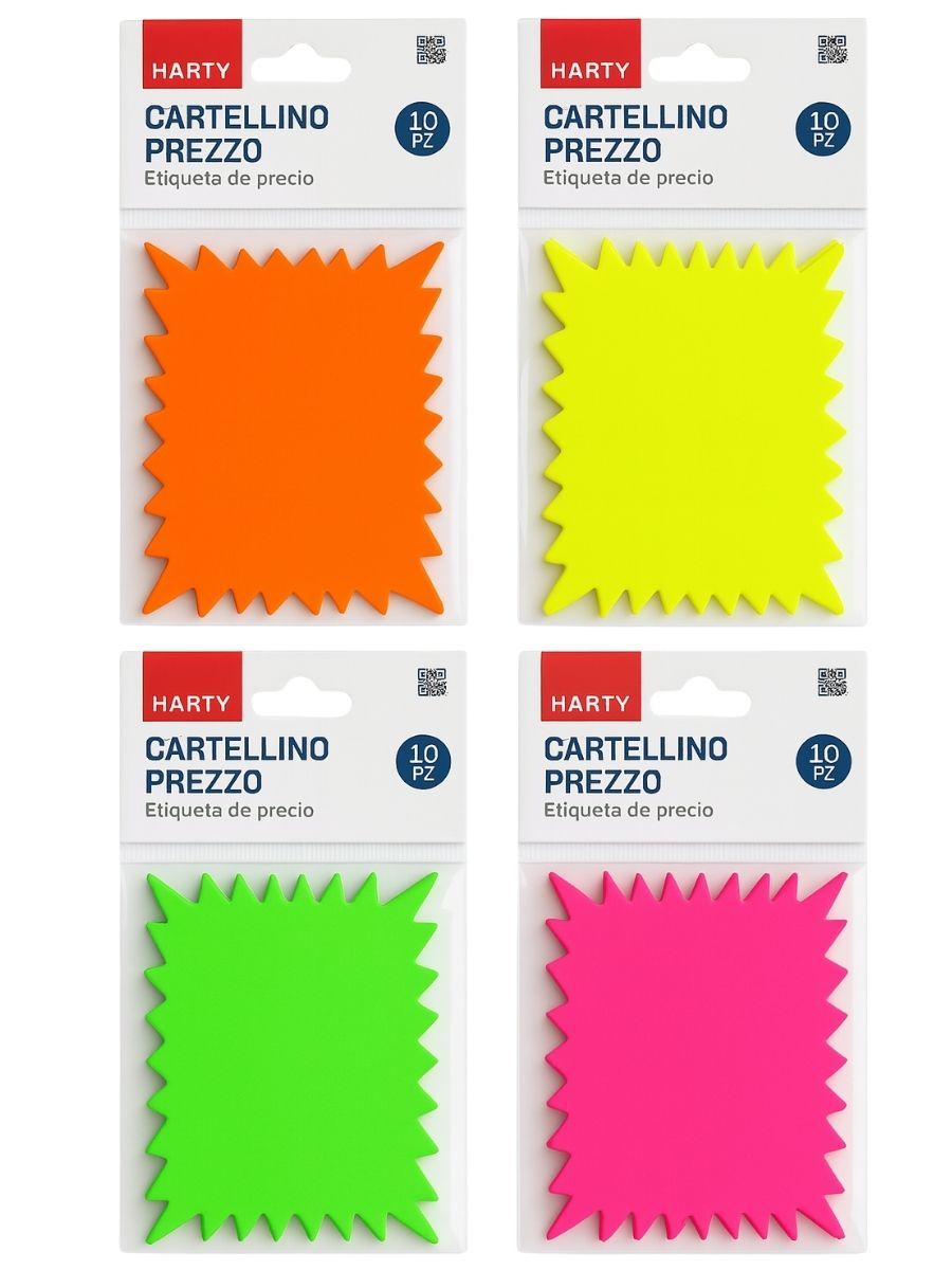 Paquete de 10 etiquetas de precio Harty 10x7cm fluorescentes