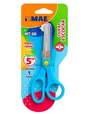 Tijera Escolar MAE Punta Roma Modelo MT-50 – Mayoreo