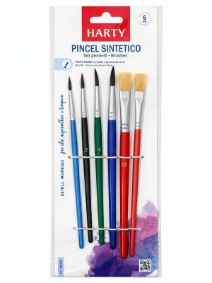 Set de Pinceles Mixtos para Óleo y Acuarela (Paq. c/6 pzs) Set de 6 pinceles mixtos marca Harty para óleo y acuarela al mayoreo