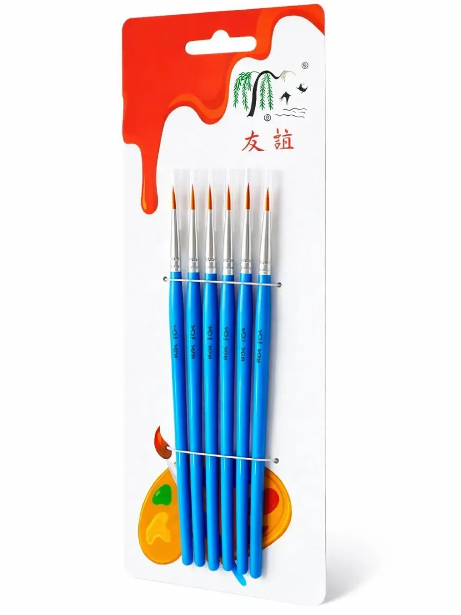 Set de 6 pinceles finos para delinear al mayoreo nacional.