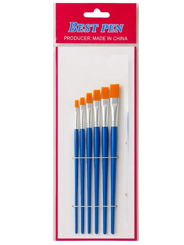 Set de 6 pinceles importados al mayoreo para surtido de papelerías.